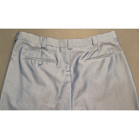 EJ Samuel Mens 40 (38×33) Trouser Dress Pants Pleated Pinstripe Blue Relaxed - Picture 11 of 11